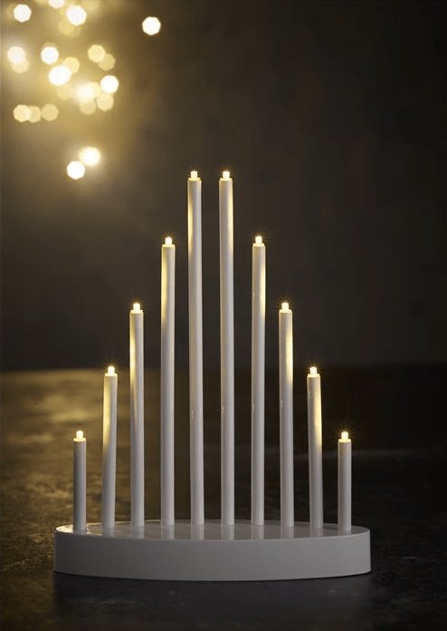 Lysestage med 10 Led lys - Batteri - VIAMAJA.DK