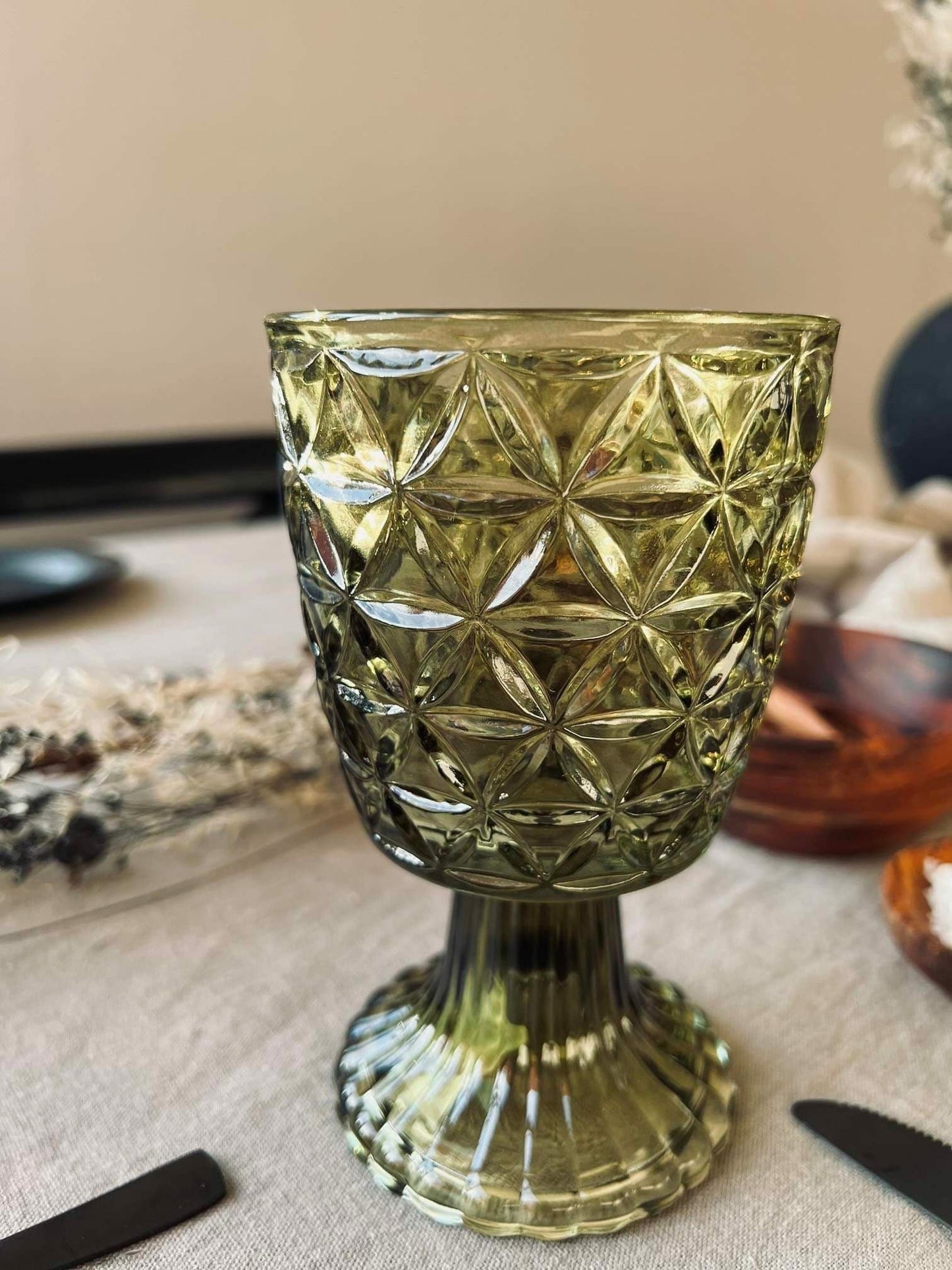 Lysestage Pokal - Grøn glas - VIAMAJA.DK