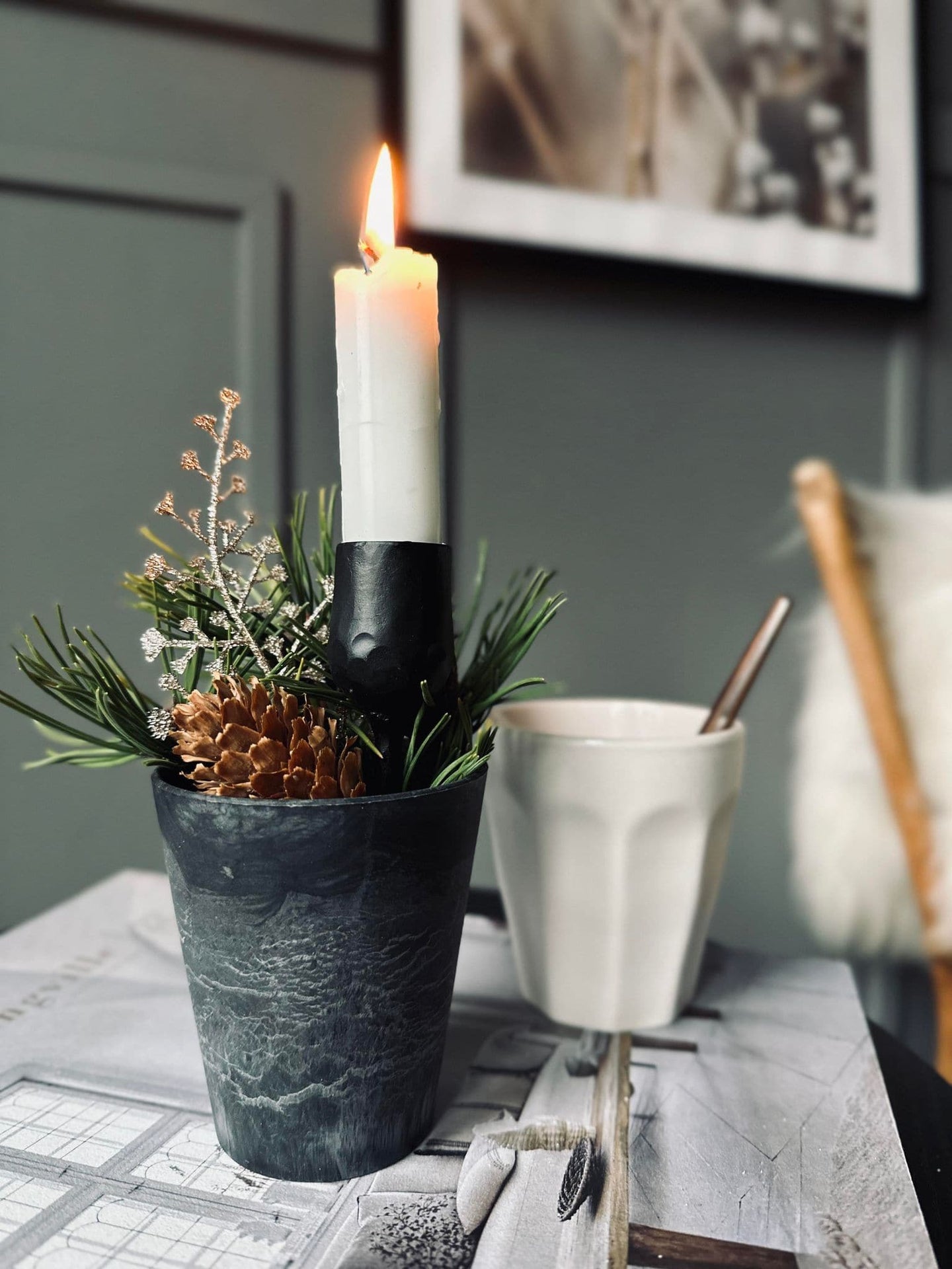 Lysholder med spyd - 13 cm - VIAMAJA.DK