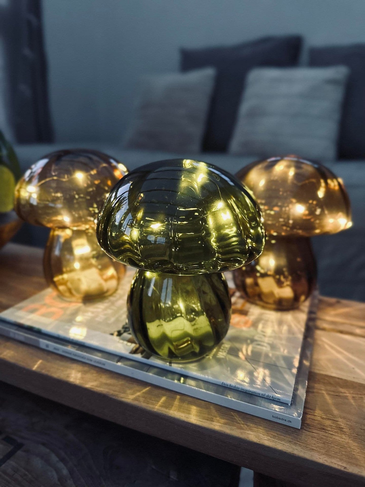 MUSHROOM Lampe med LED 15cm – Grøn - VIAMAJA.DK