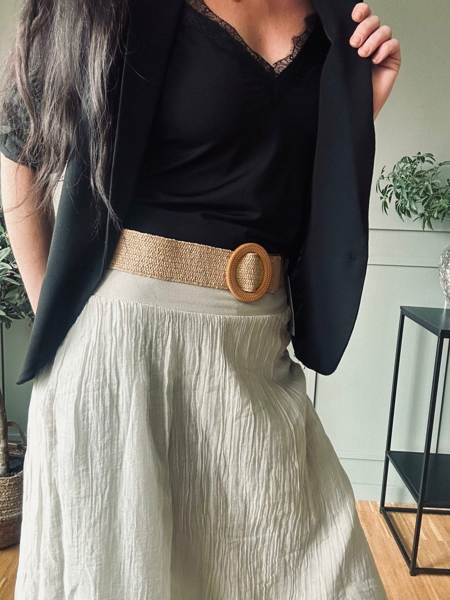 Nederdel m. Bælte – Beige S/M - VIAMAJA.DK