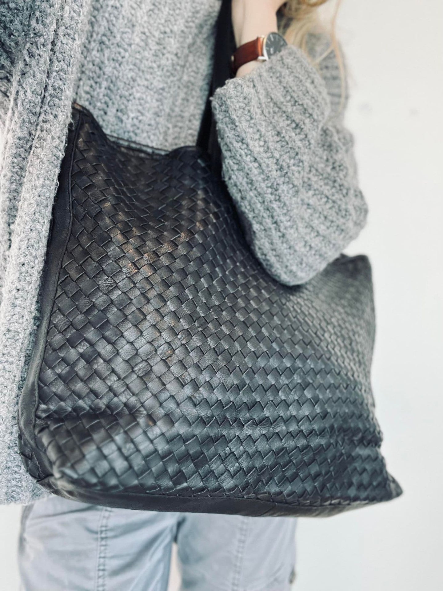 Shopper Black MILLE - Flettet skind - VIAMAJA.DK
