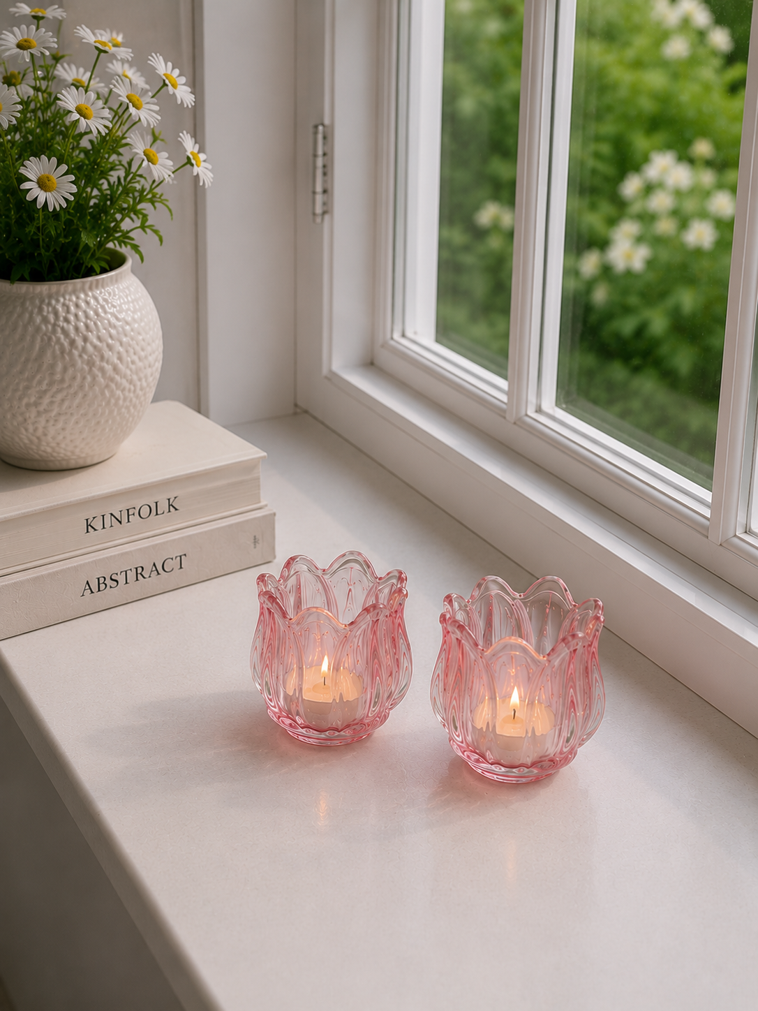 Lysestake rosa tulipan - Sett med 2 stk