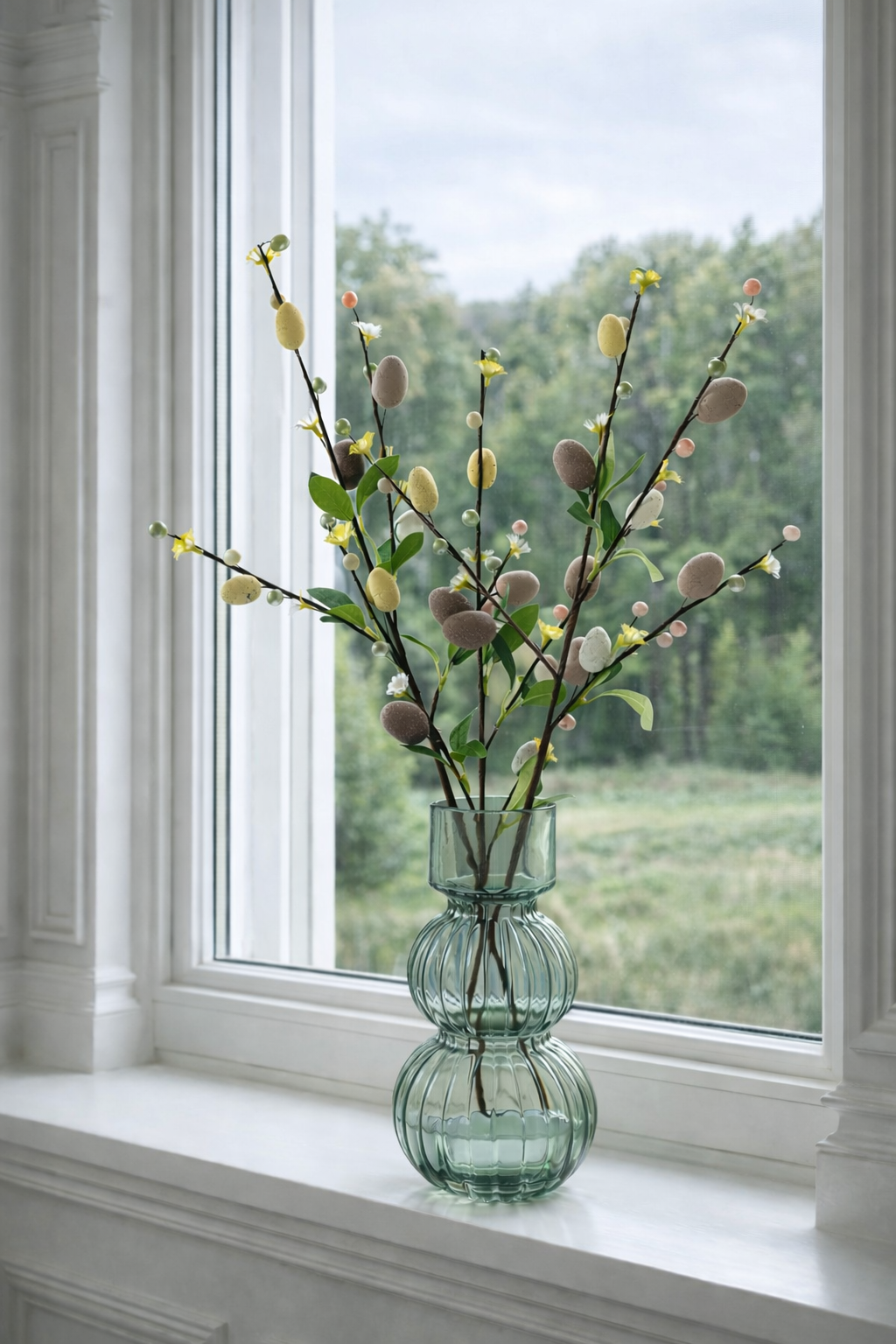 Gren med påskeegg 65 cm - nøytrale farger