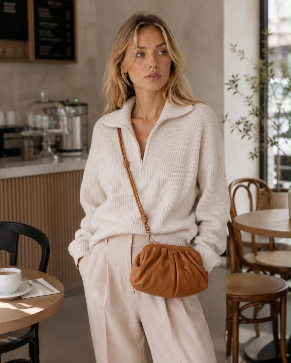 Clutch / skinnveske Noha big cognac