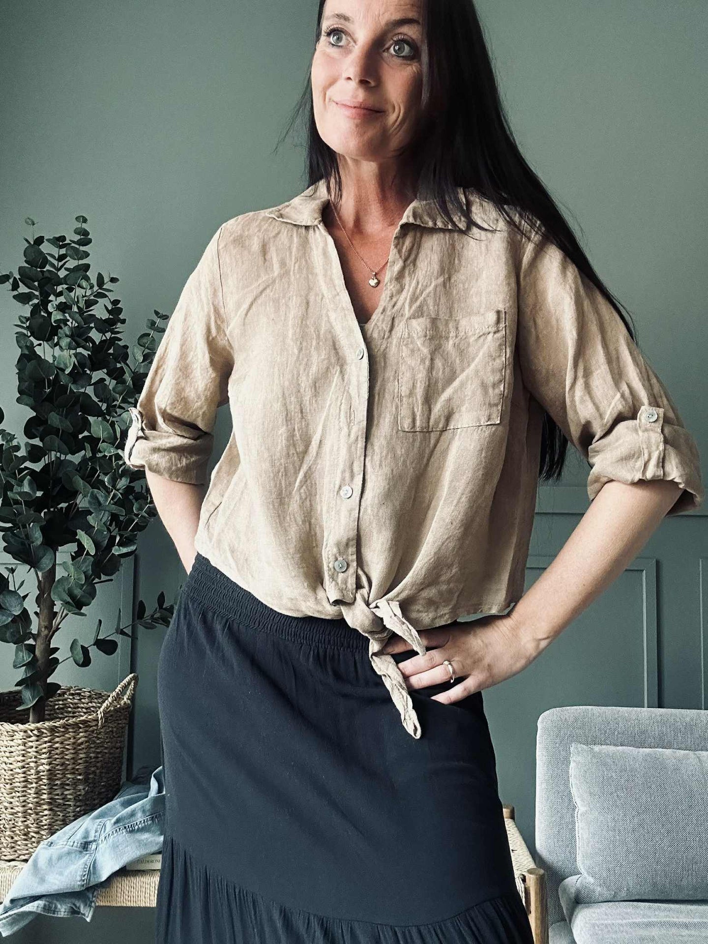 Skjorte NALA camel - 100% lin