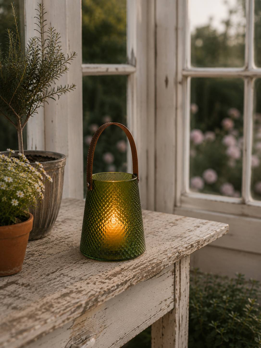 Lykt i glass - Grønn