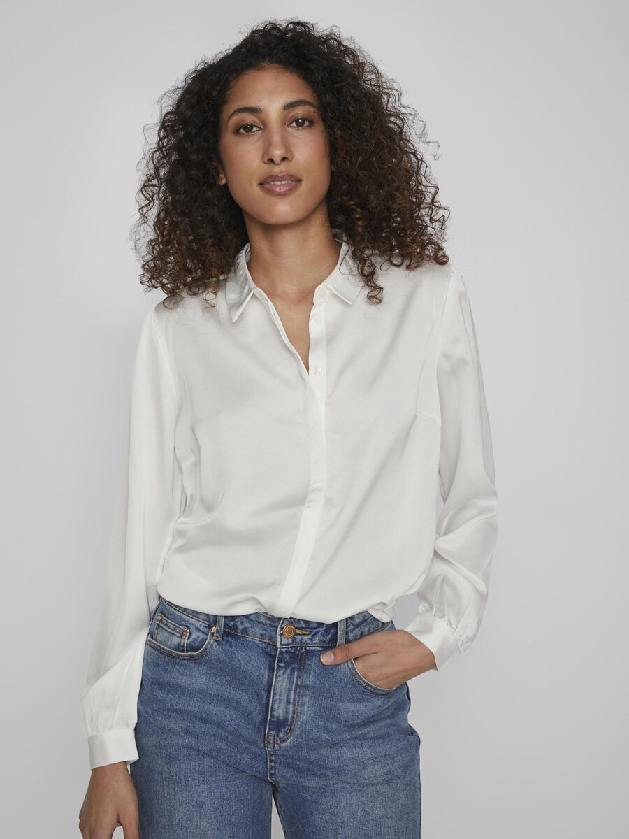 Satinskjorte Luna White
