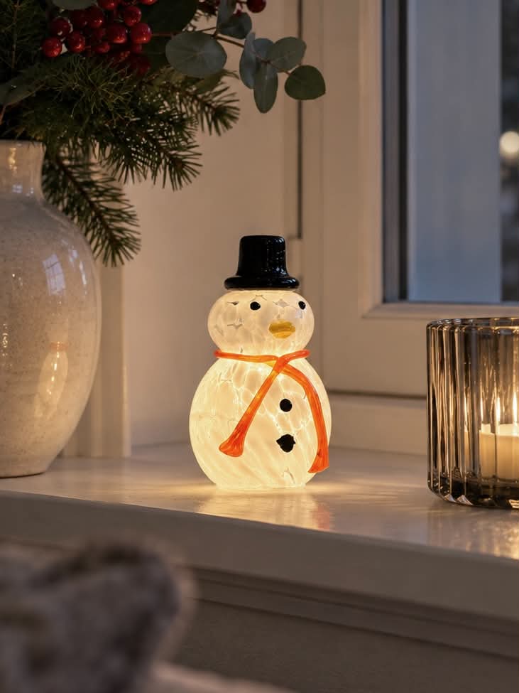 Snømann med LED-lys