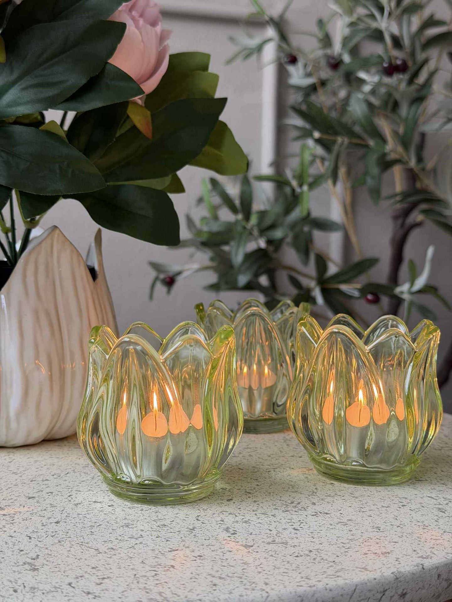 Lysestaker Tulipan 3stk. - Grønn