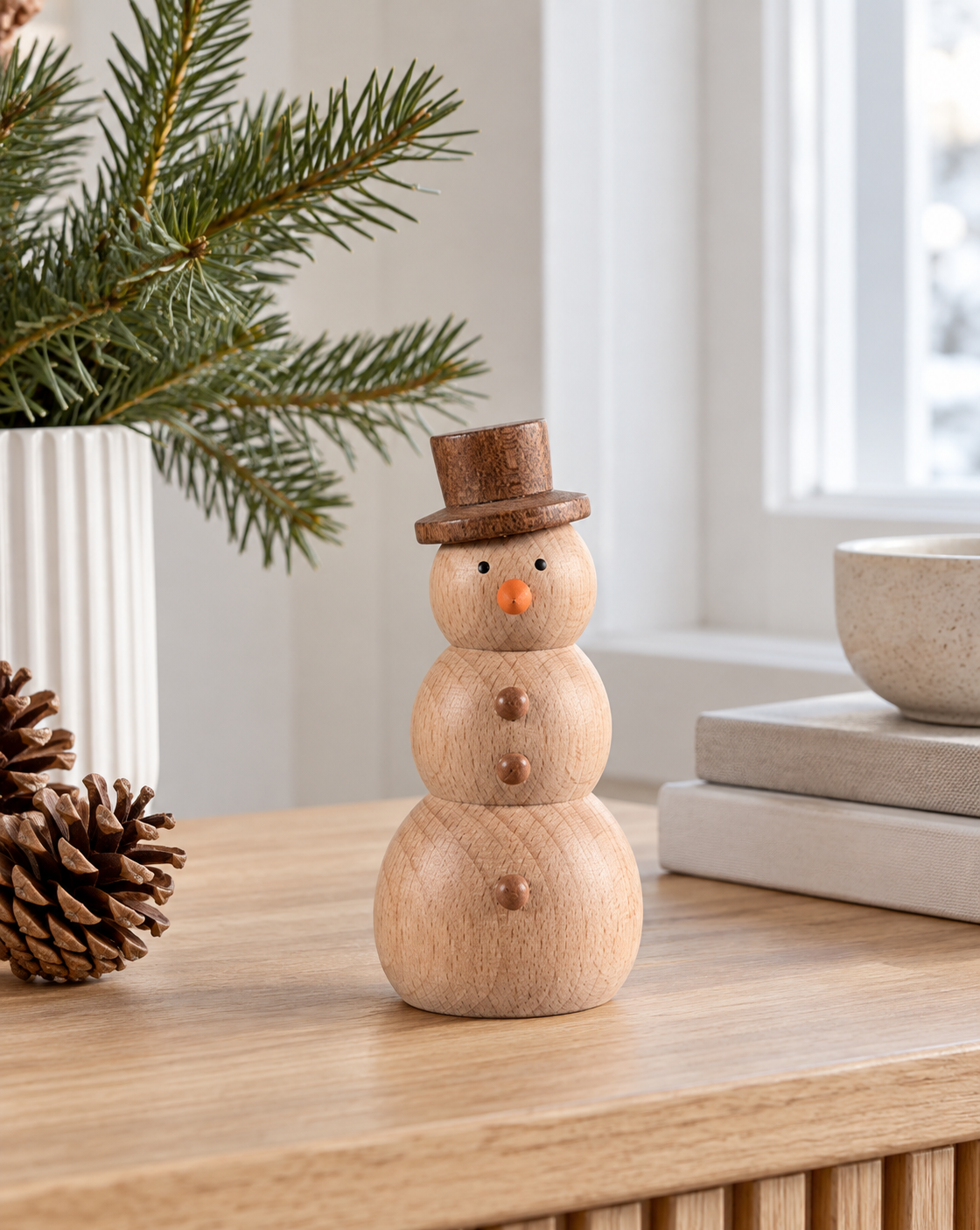 Snømann - wood – dekorativ figur