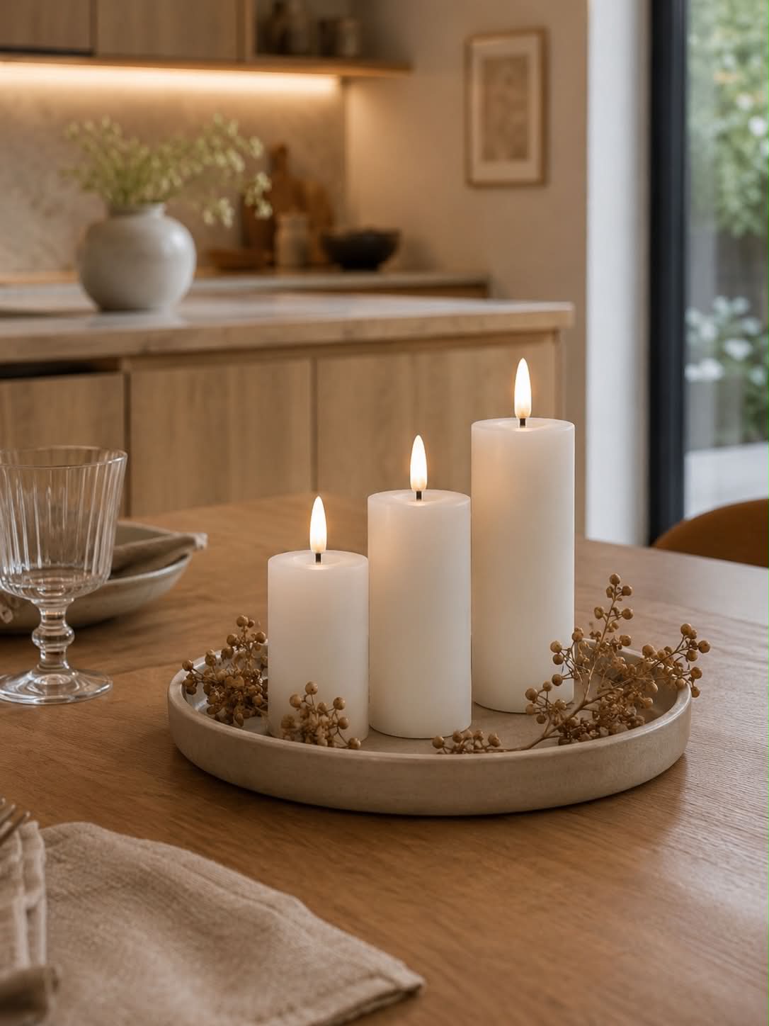 LED Blokklys / Hvit – 3 stk med fjernkontroll