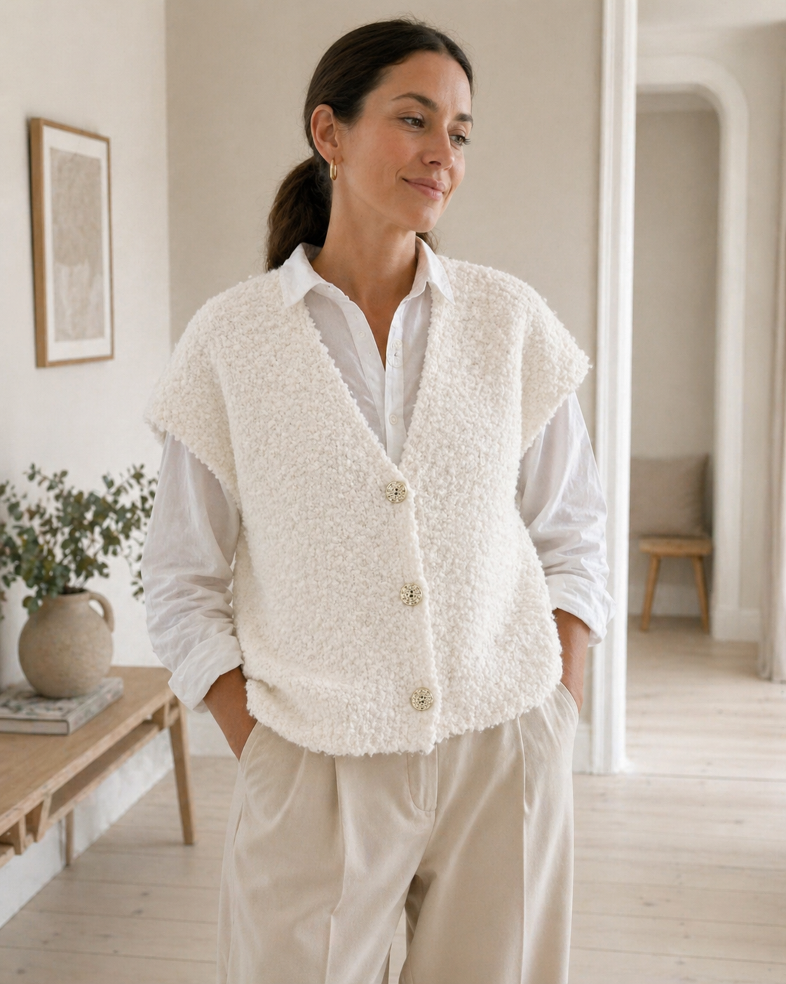 Cardigan med korte ermer - White