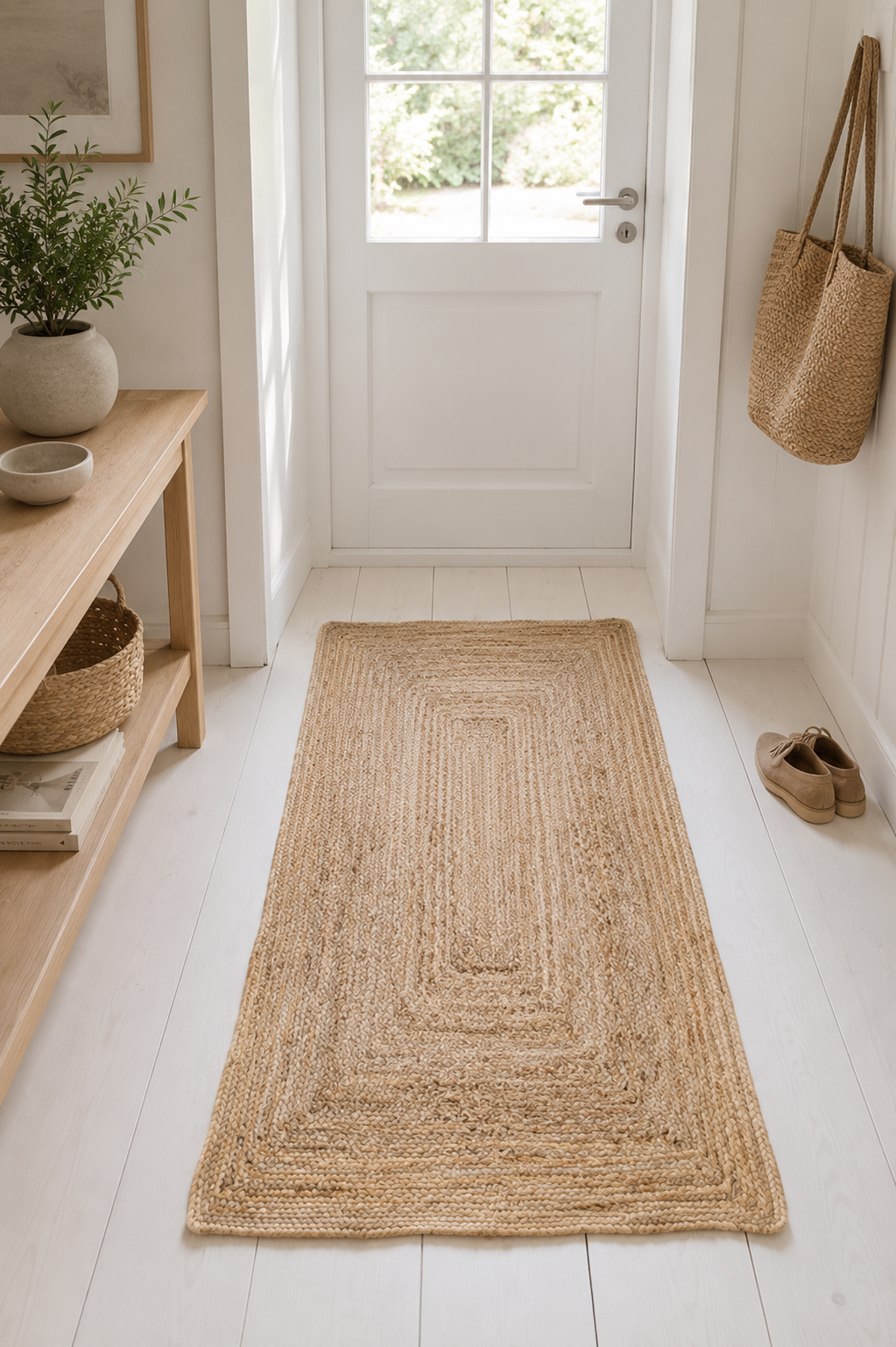 Teppe i flettet naturjute - 70x140cm