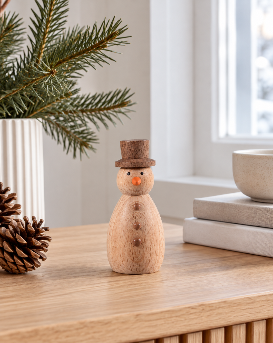 Snømann - wood – dekorativ figur
