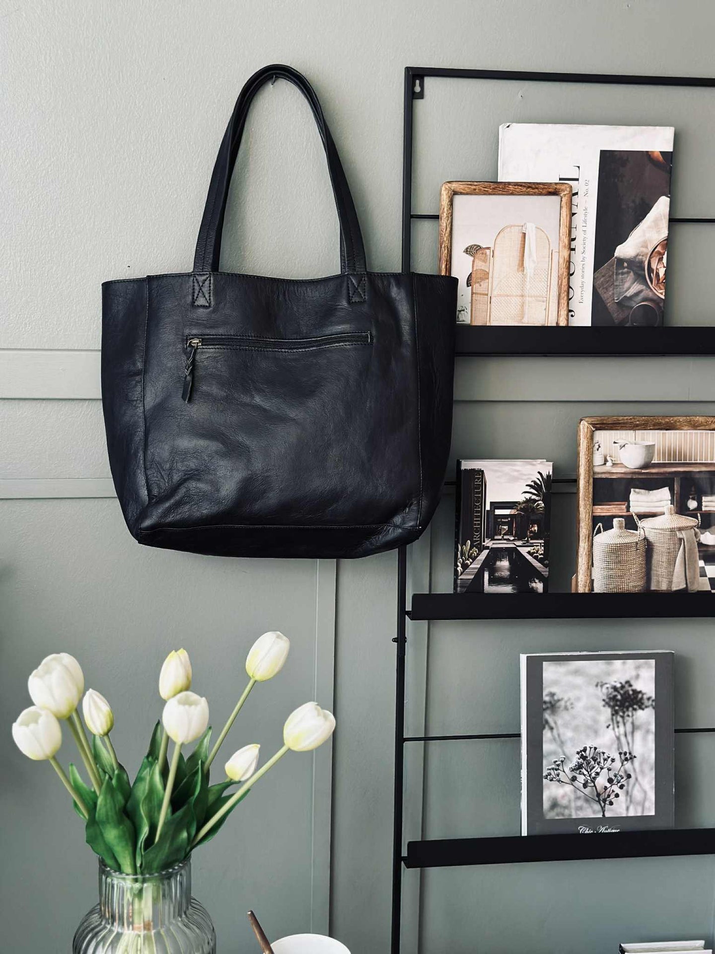 Shopper Anna - Black leather