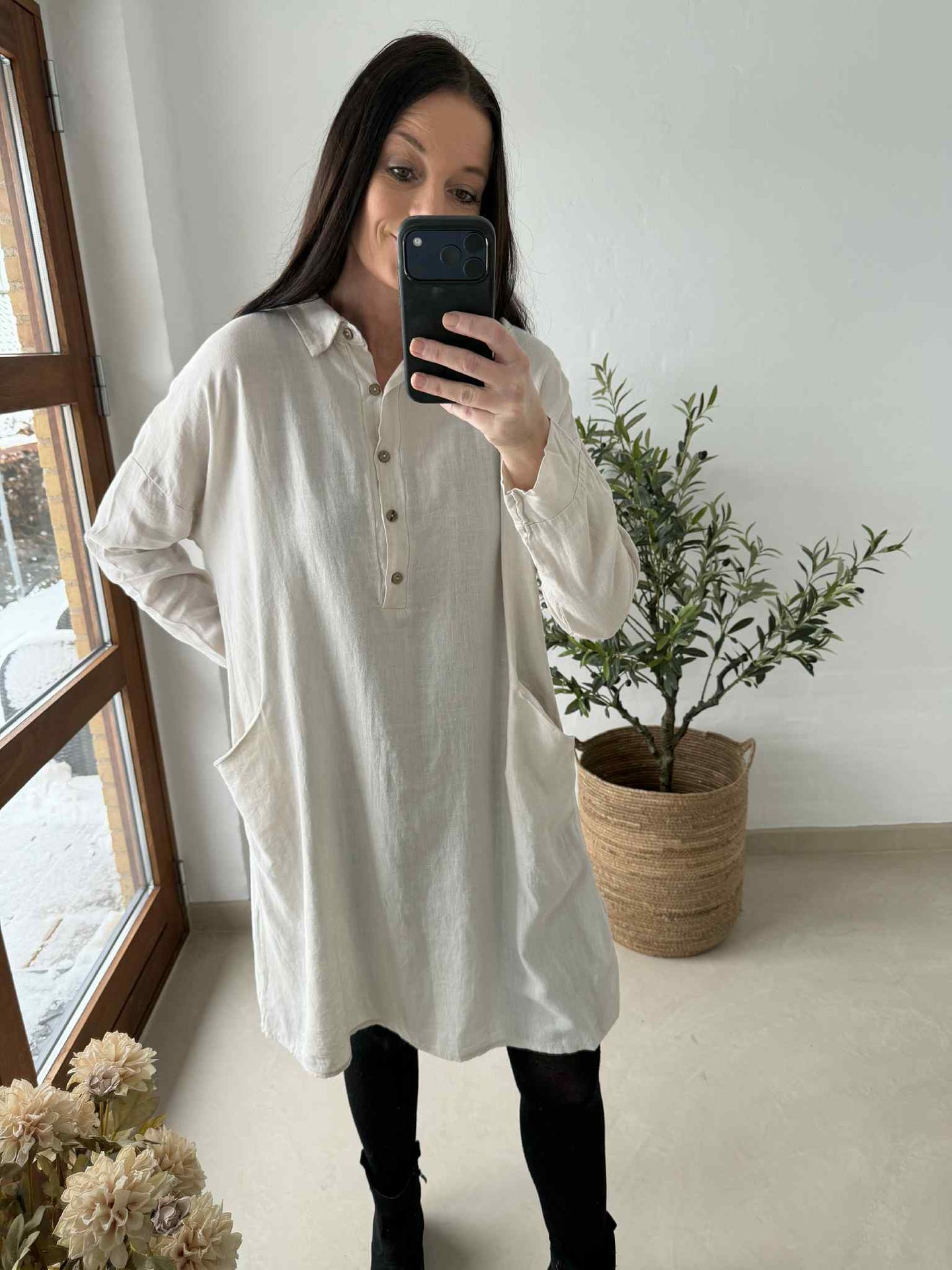 Kjole med lommer - Lin / viscose