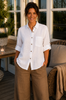 Skjorte Kiara linblanding - Optical White