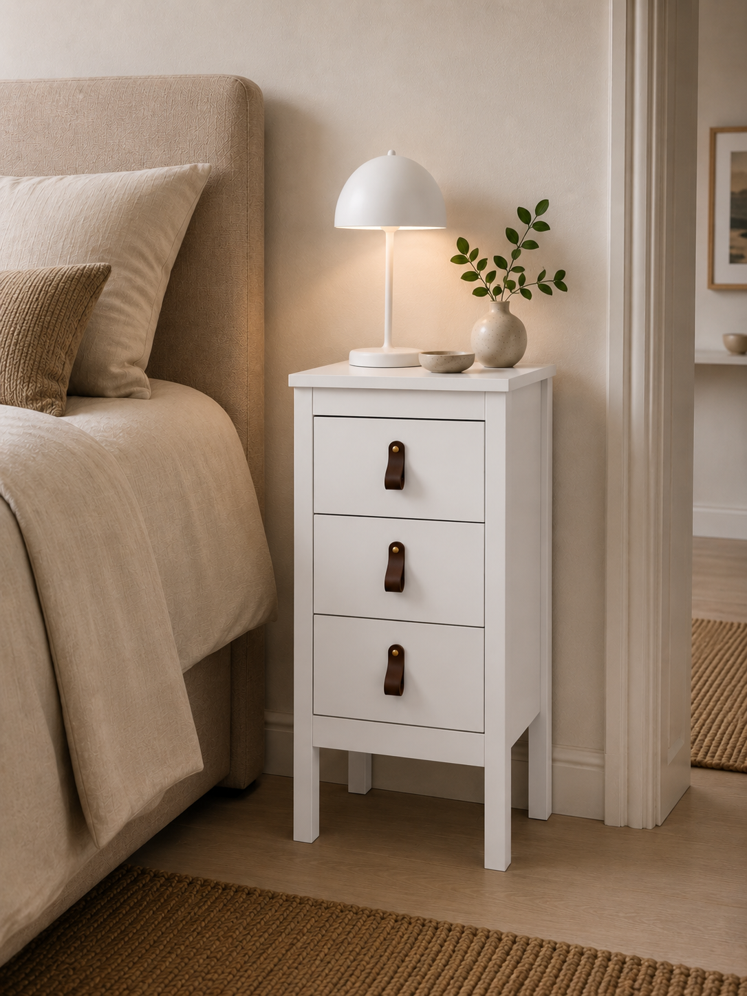 Nattbord Madrid med 3 skuffer - White