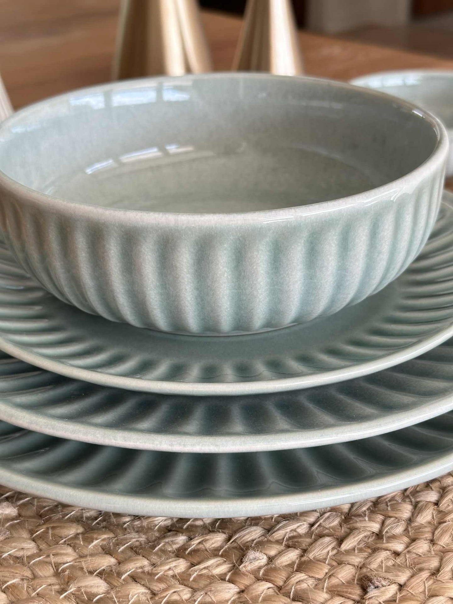 Bolle VIGA stripet steintøy - Mint flere størrelser