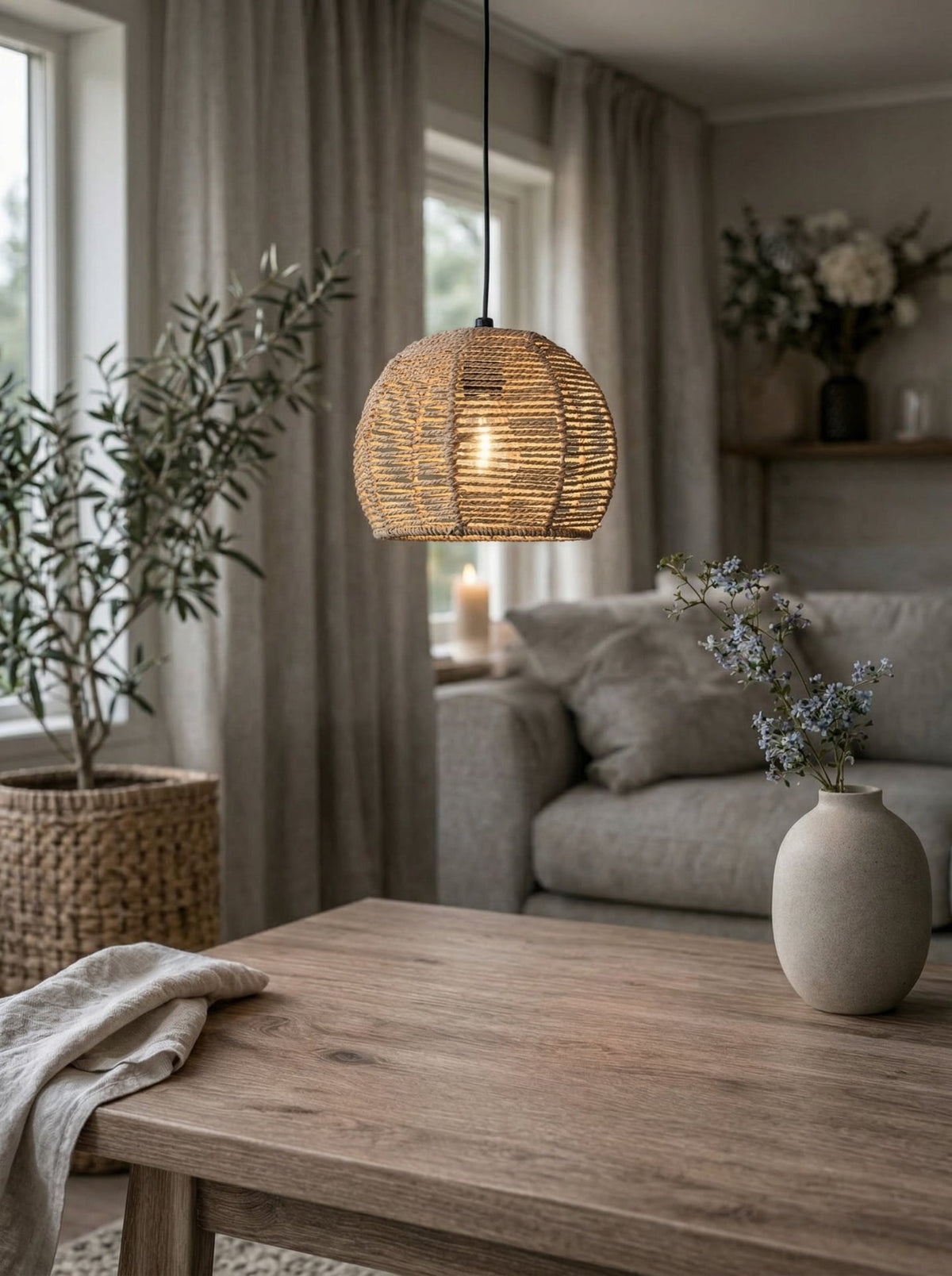 LED-lampe på batterier m. timerfunksjon