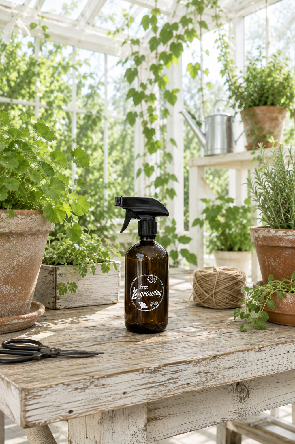 Blomsterforstøver i brunt glass 500 ml