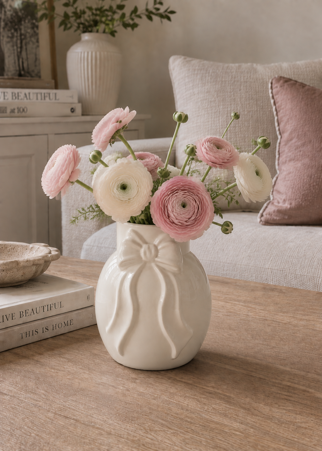 Vase med sløyfe - White