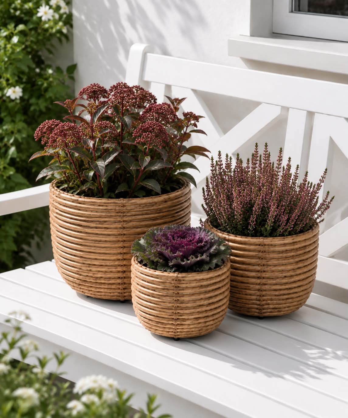 Kurvsett Rattan - Natur 3 stk.