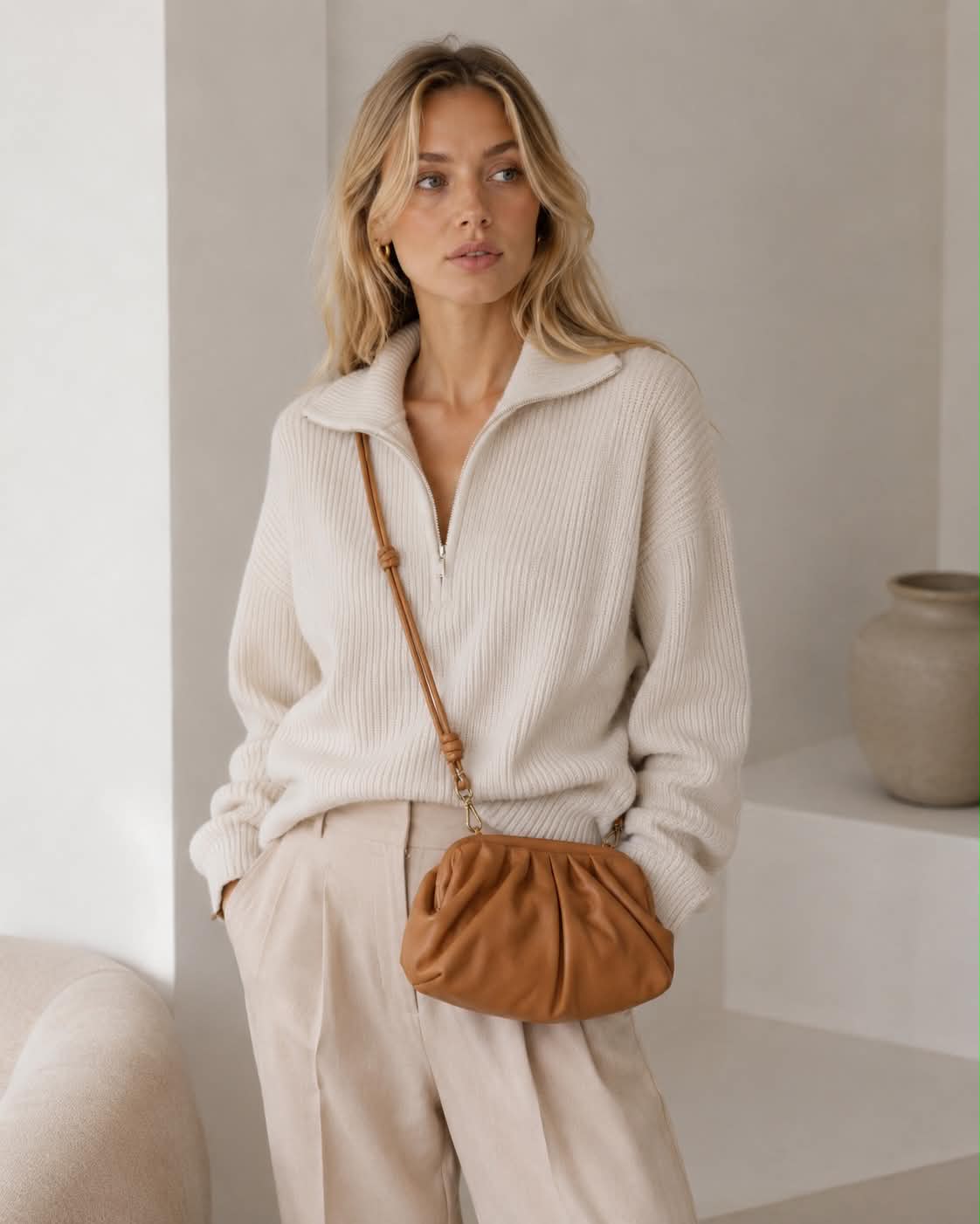 Clutch / skinnveske Noha big cognac