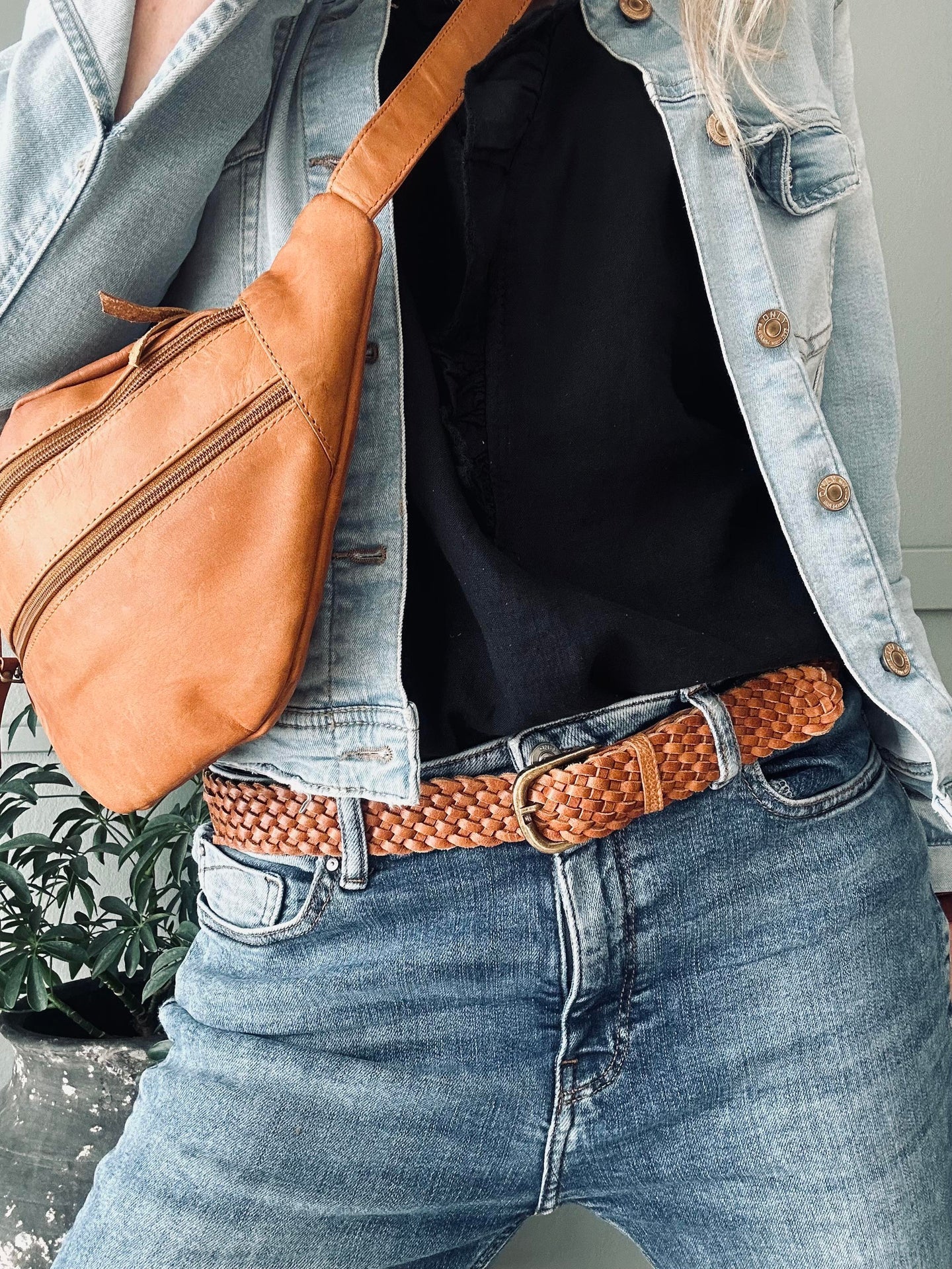 Belte Harper cognac flet