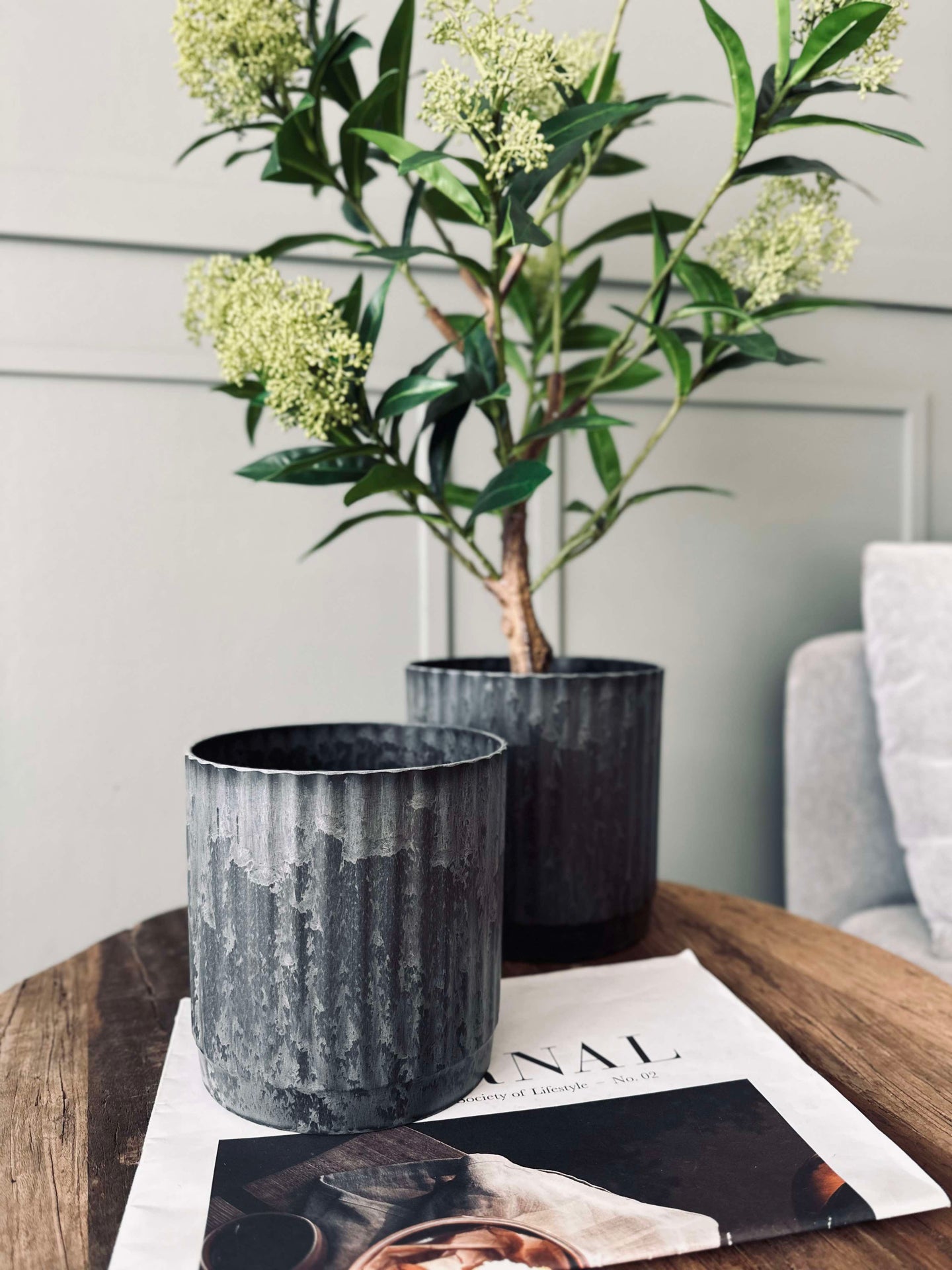Urtepotter i betong-look - Sett med 2 stk