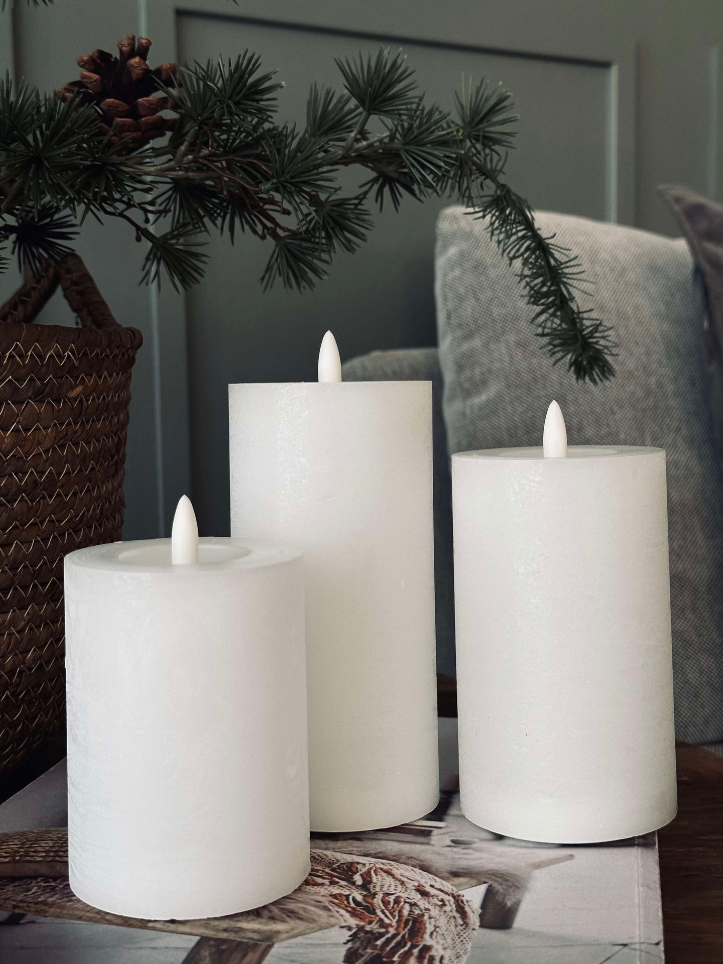 LED Kubelys / Hvit – 3 stk Rustikk lys