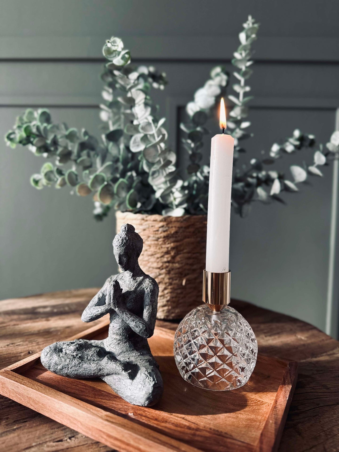 Lysestake - Rund i klart glass