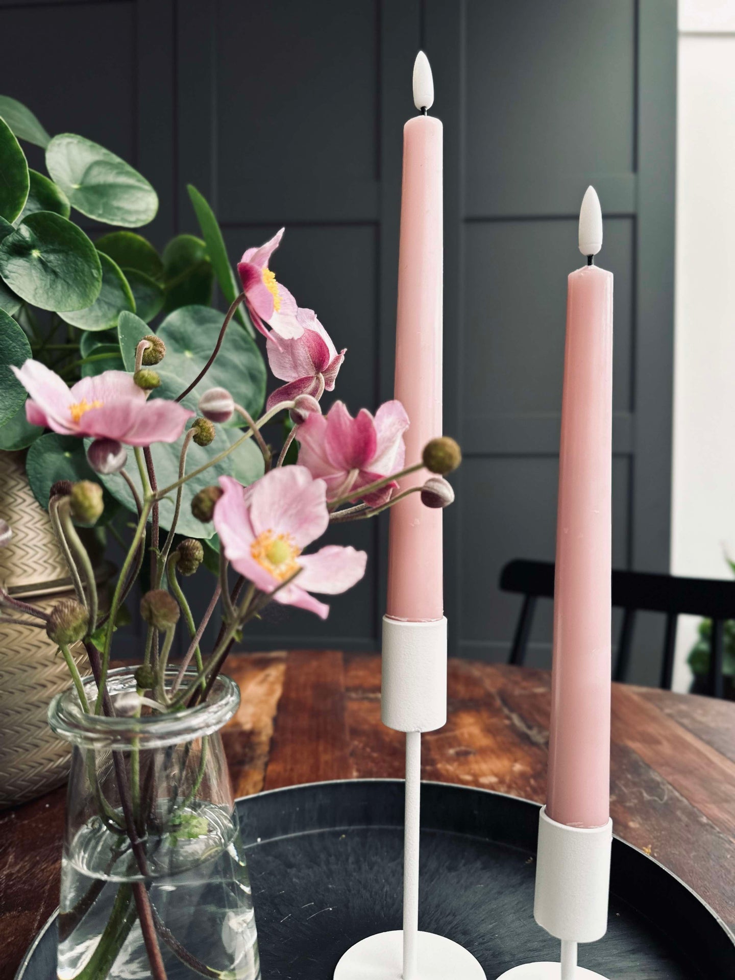 LED Kronelys Rosa - 2 stk