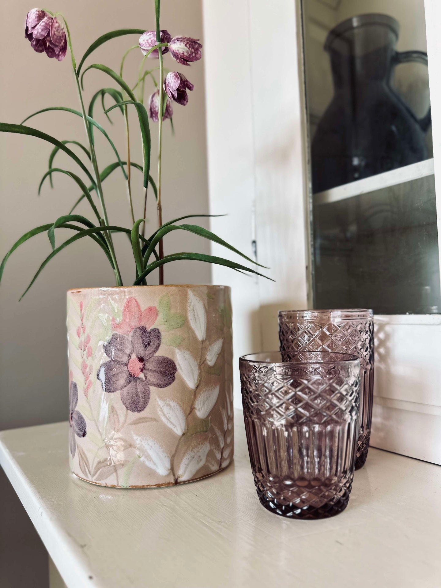 Urtepotte FLORA - Stor håndmalt