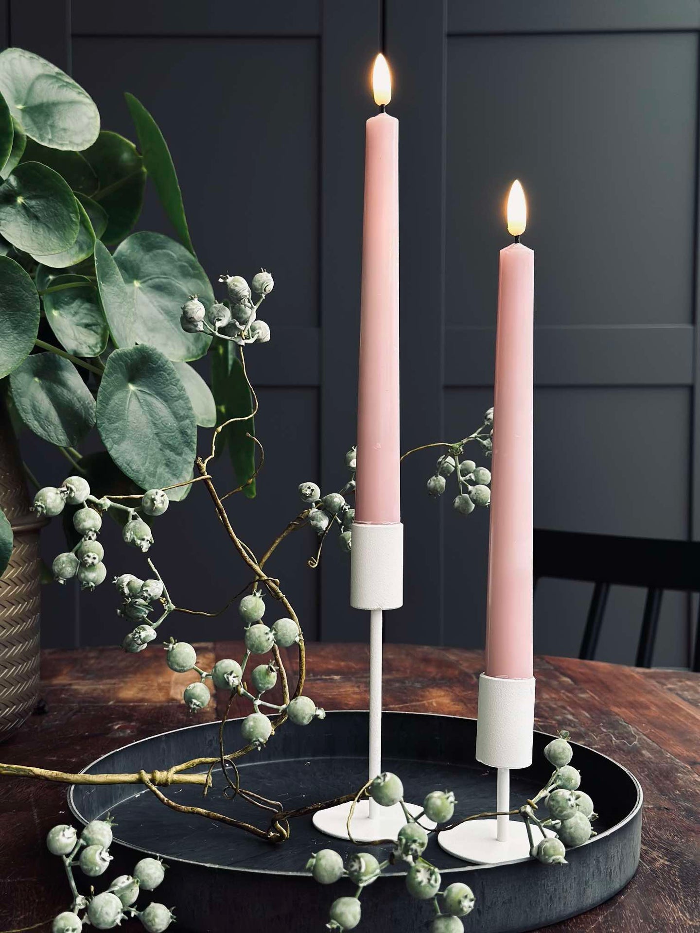 LED-stearinlys / Sett med 2 stk og fjernkontroll – Rosa 24 cm