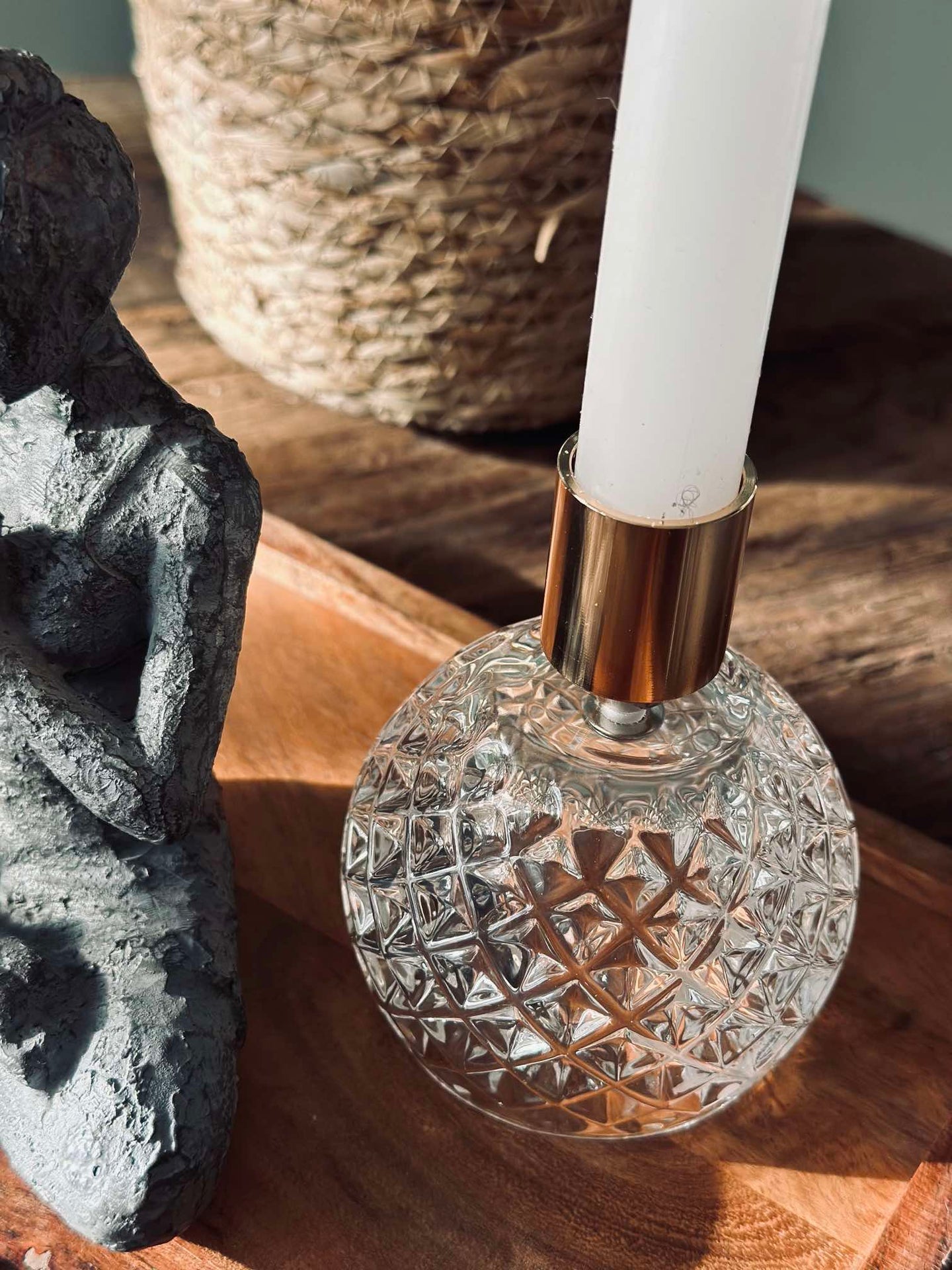 Lysestake - Rund i klart glass