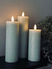 LED Blokklys / Mint – 3 stk Rustikk dia 5 cm