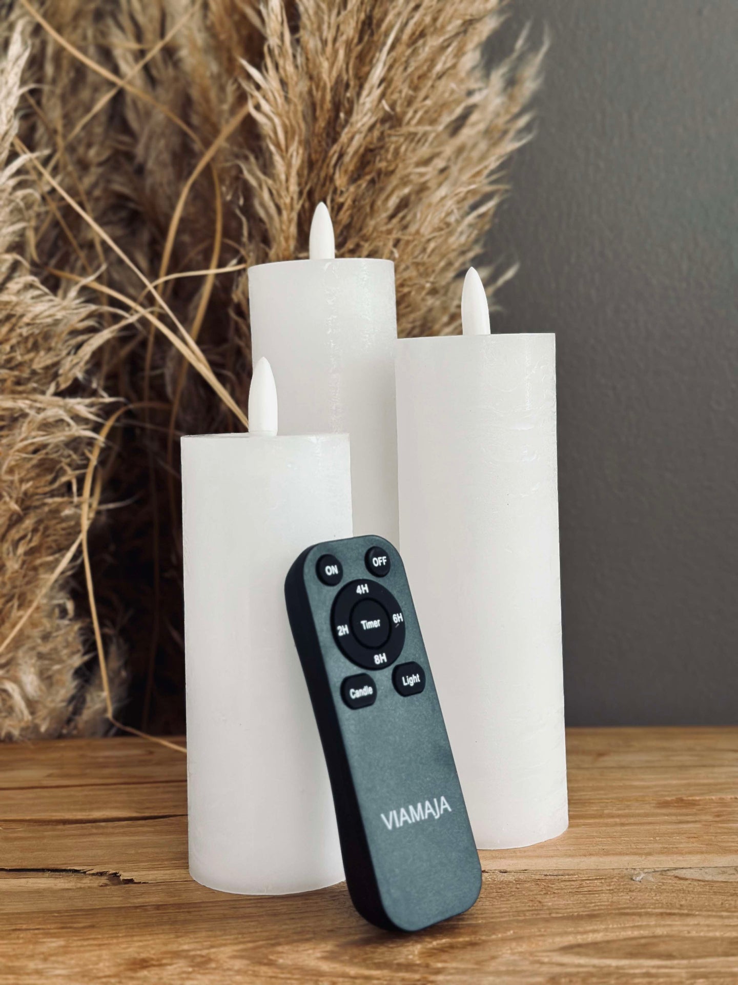 LED blokallys / Hvit – 3 stk Rustikk lys dia 5 cm