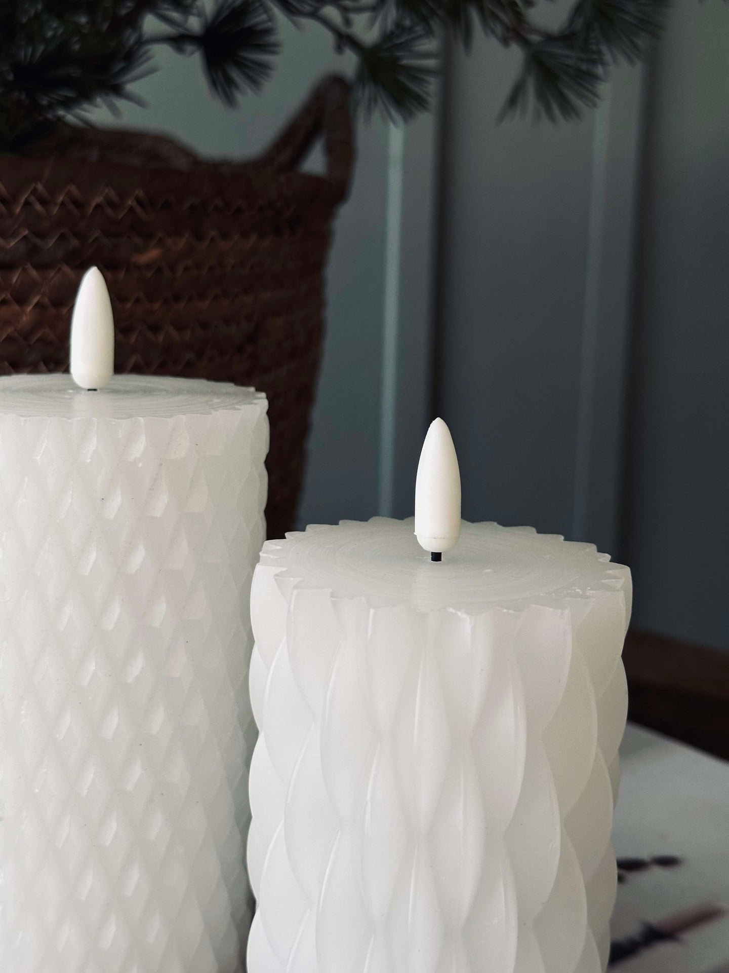 LED Bloklys / Design – 2 stk Hvit