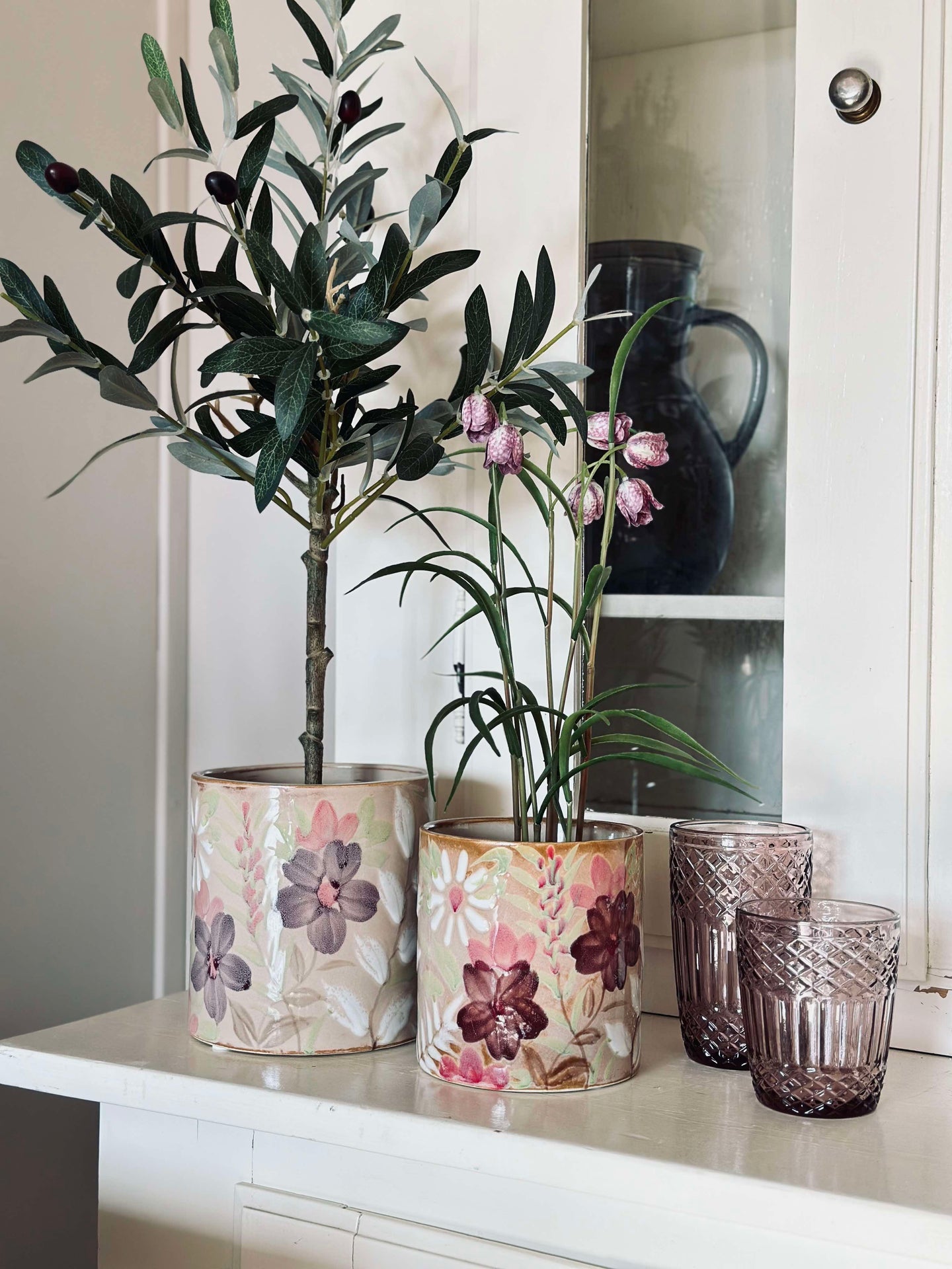 Urtepotte FLORA - Stor håndmalt
