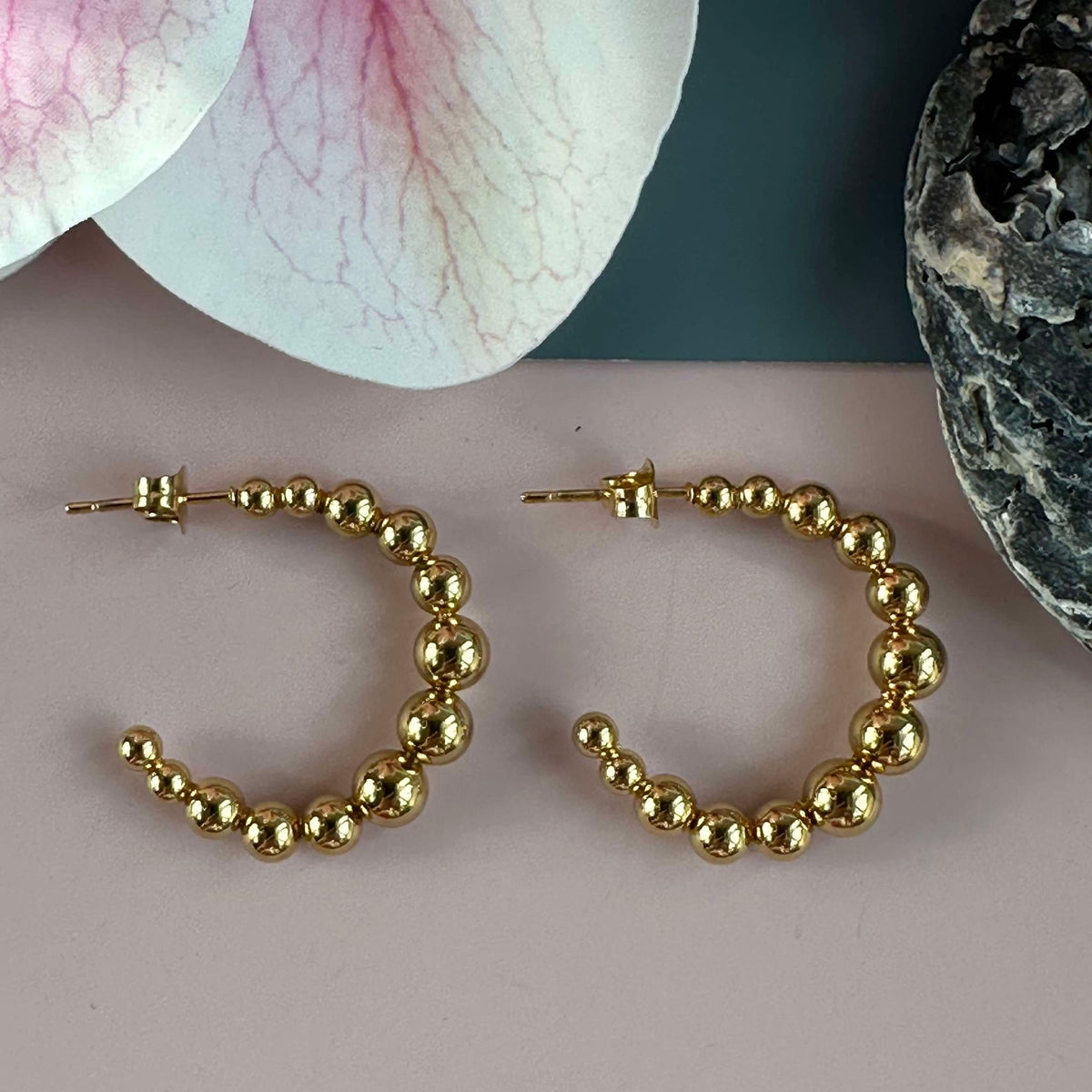 Øreringer Gunilla 25 mm - 18k forgylt