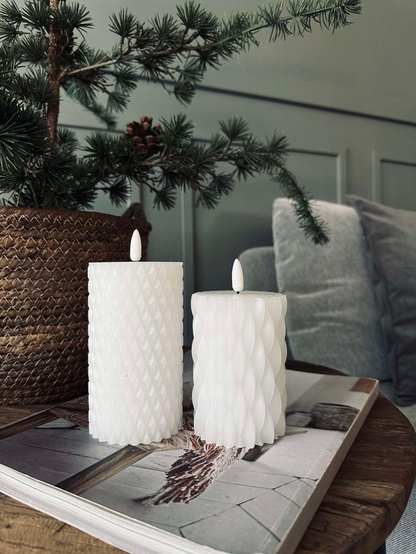 LED Bloklys / Design – 2 stk Hvit