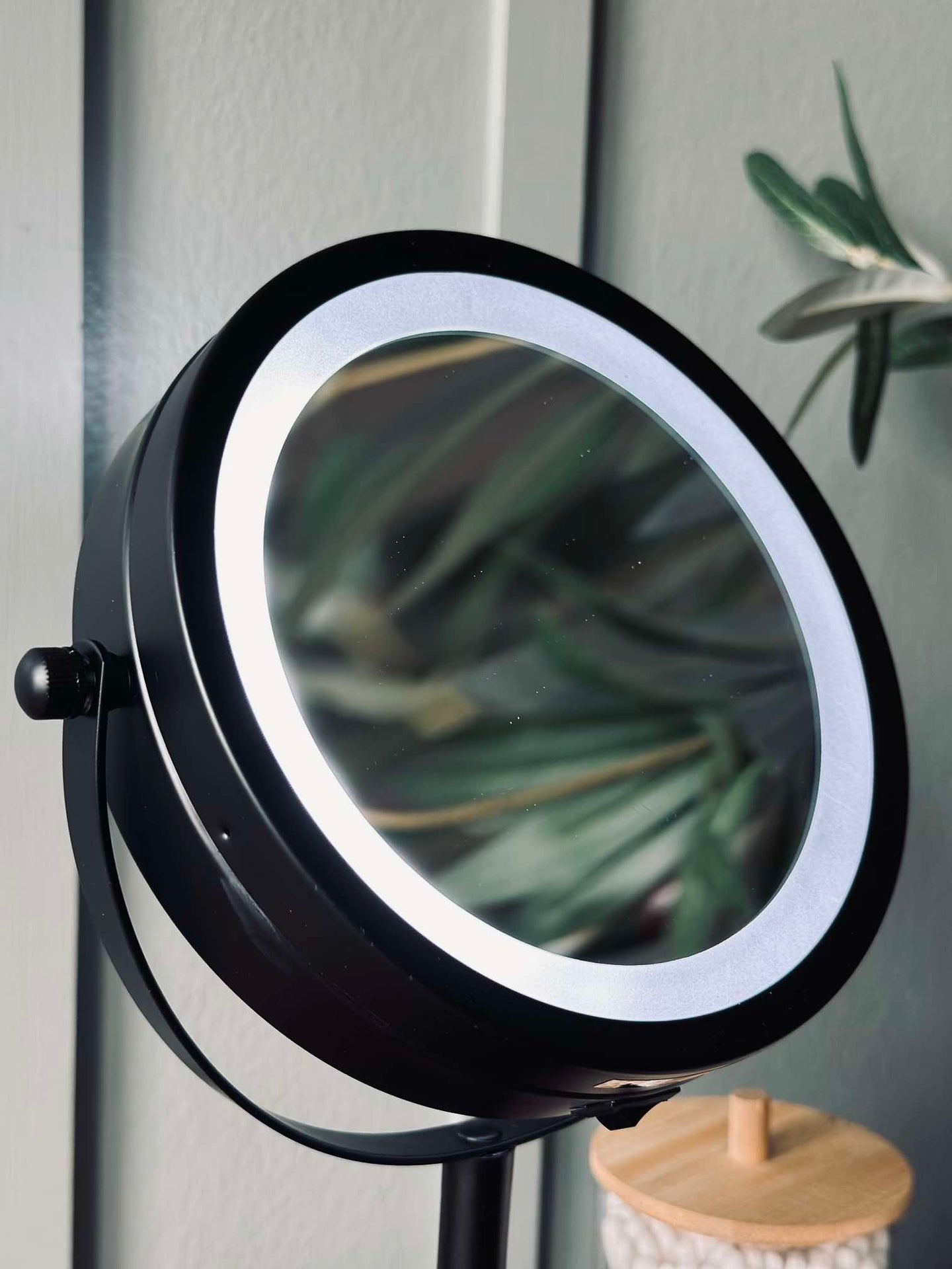 Sminkespeil med lys - Svart