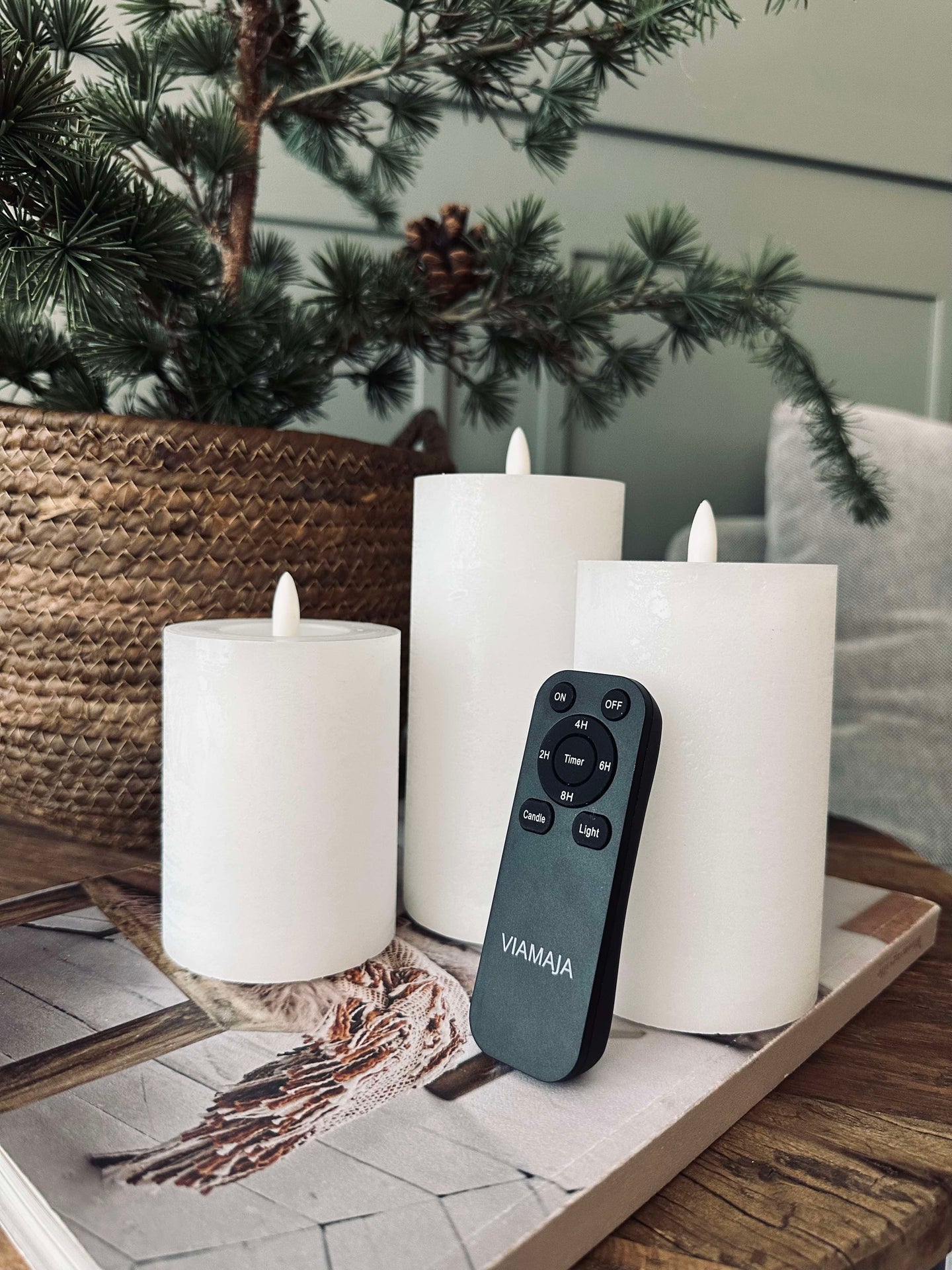 LED Kubelys / Hvit – 3 stk Rustikk lys