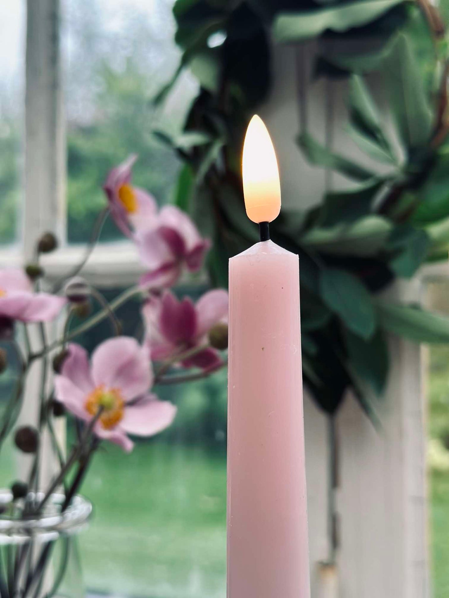 LED-stearinlys / Sett med 2 stk og fjernkontroll – Rosa 24 cm