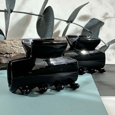 Hårklemmer Shiny Black - 2 stk