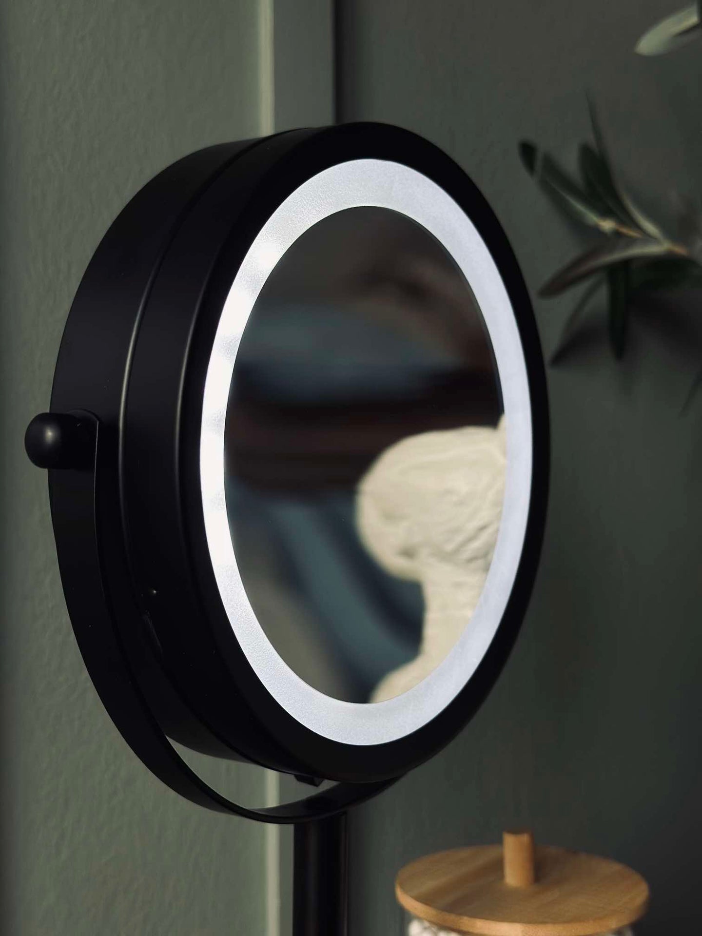 Sminkespeil med lys - Svart
