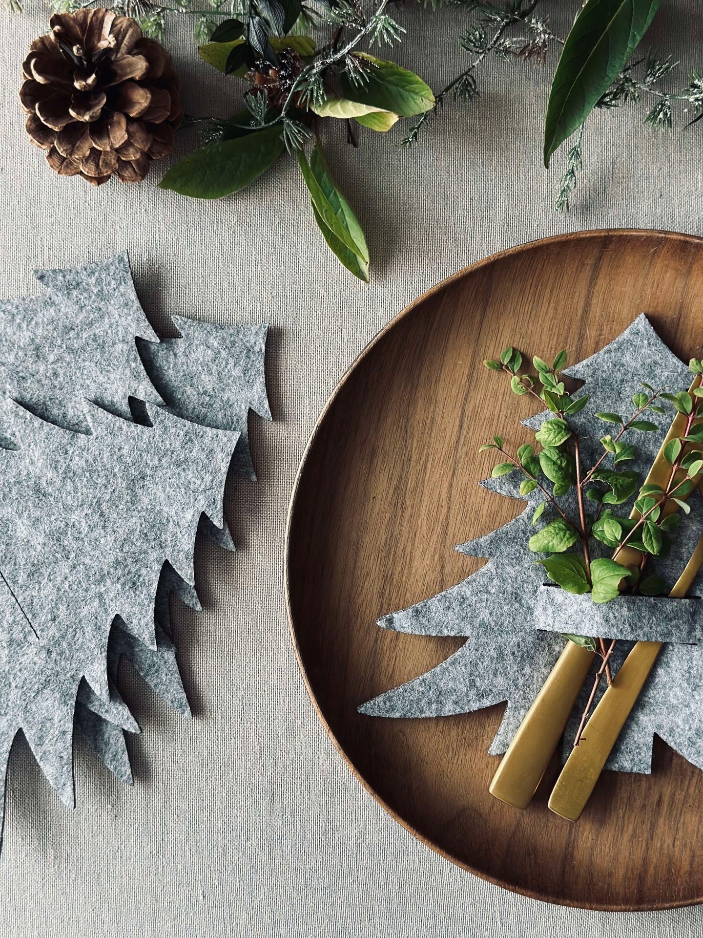 Juletre til borddekning - Grå 4 stk