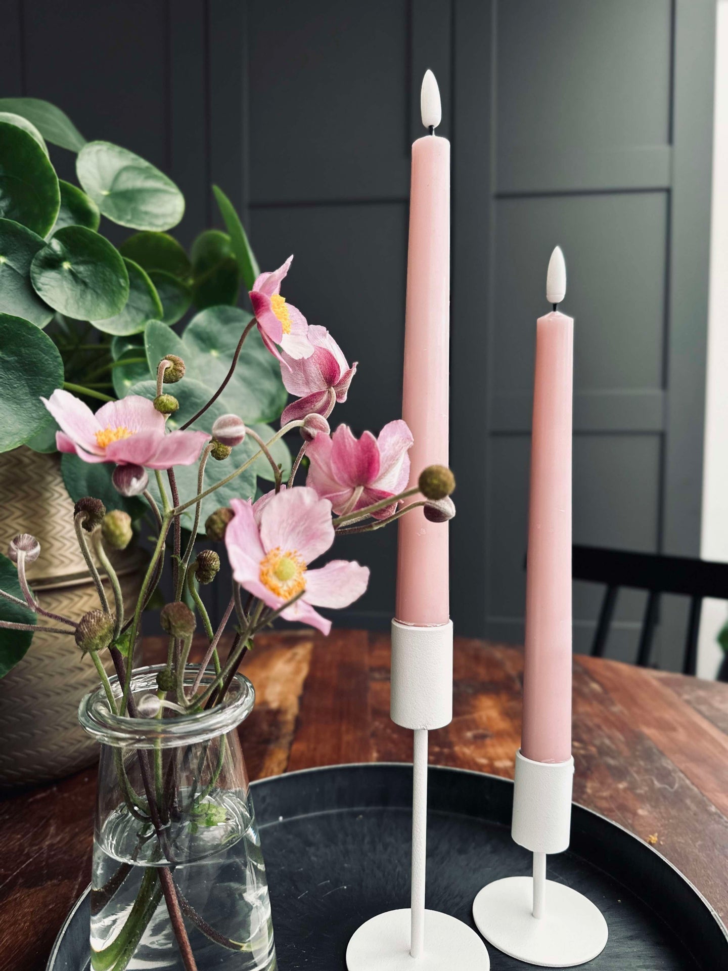 LED Kronelys Rosa - 2 stk